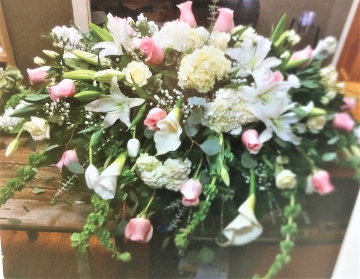 Large Pink and White Casket Cover