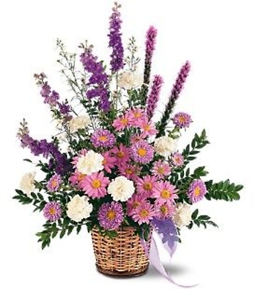 White & Lavender Funeral Basket
