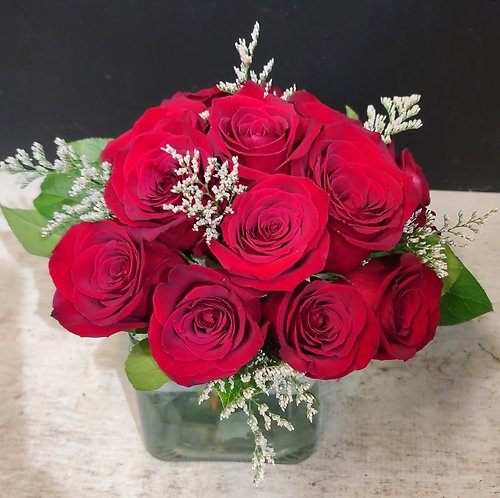 Medium Stem Red Rose Pave