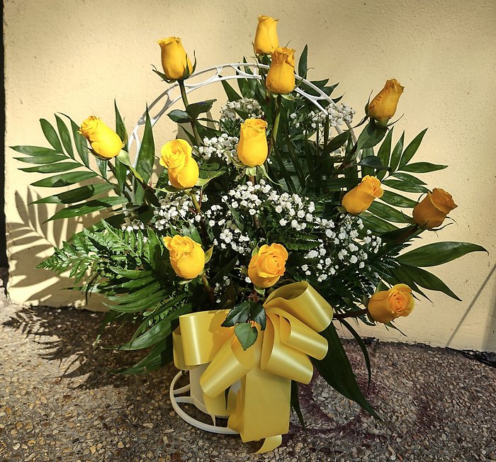 Dozen Roses in a Basket