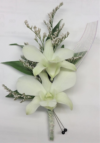 White Orchids Circular Wristlet Corsage
