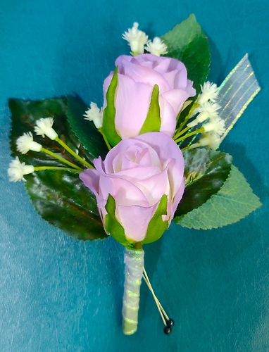 Silk Colorful Double Rose Boutonniere
