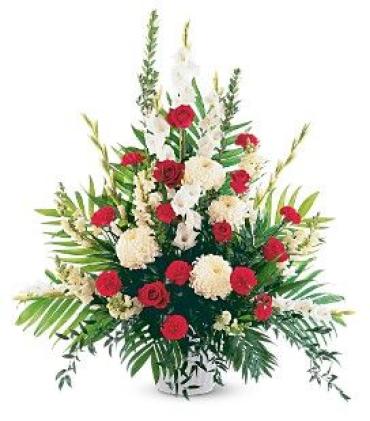 Large Red & White Funeral Basket