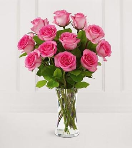 One Dozen Pink Roses - Mday