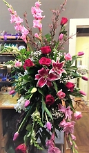 Pink Mix With Tulips Standing Spray