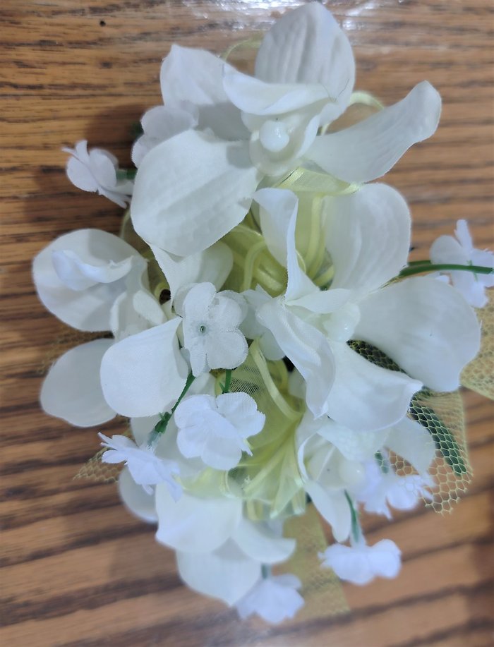 White Orchids Linear Wristlet Corsage
