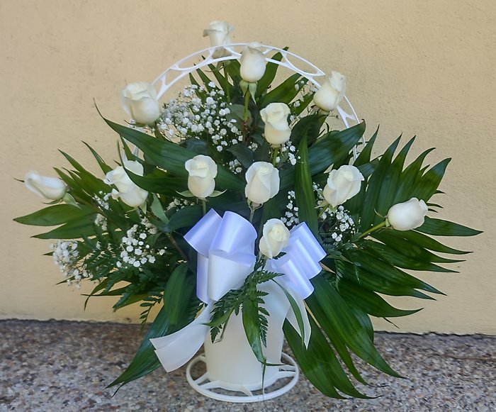 Dozen Roses in a Basket