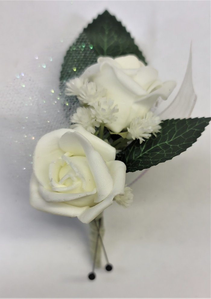 White Spray Roses Boutonniere