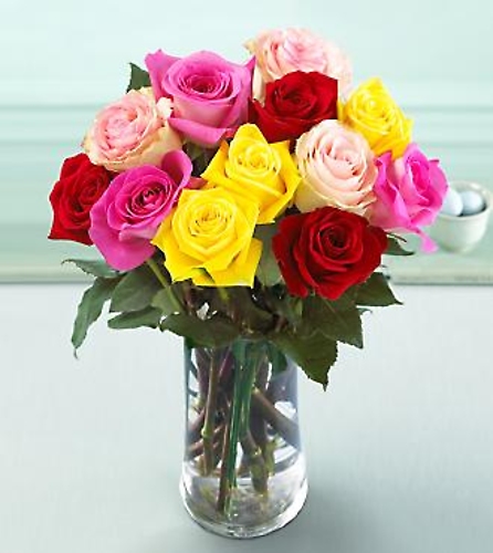 Medium Stemmed Mixed Color Rose Bouquet