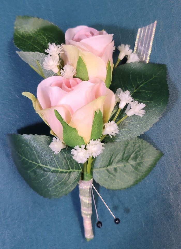 Silk Colorful Double Rose Boutonniere