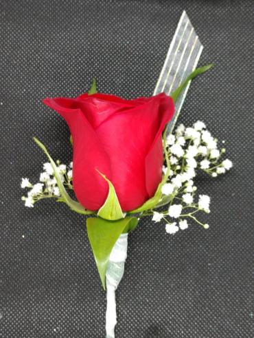 Red Single Rose Boutonniere