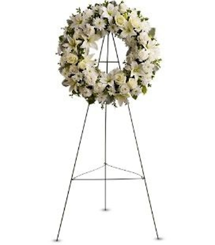 White Wreath on a Stand