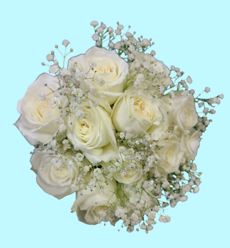 Dozen Premium White Rose Nosegay