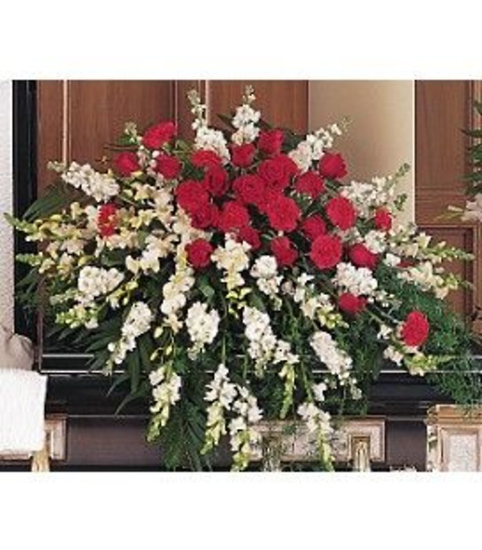 Red & White Half Casket Cover