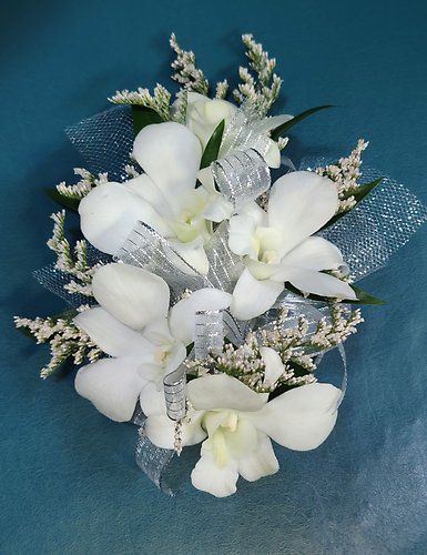 White Orchids Linear Wristlet Corsage