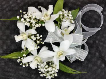 White Orchids Flower Bracelet Corsage