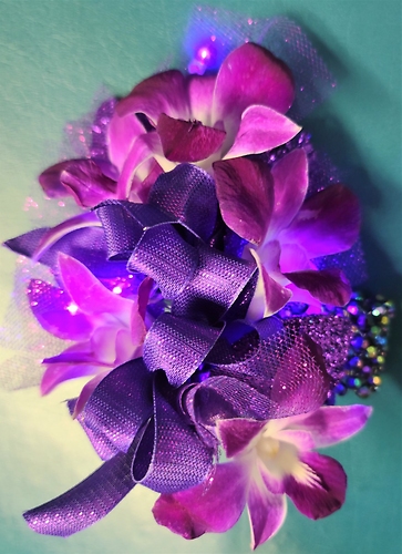 Purple Orchids Linear Wristlet Corsage