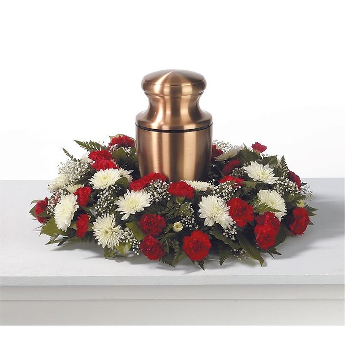 Red & White Carnation Cremation Wreath