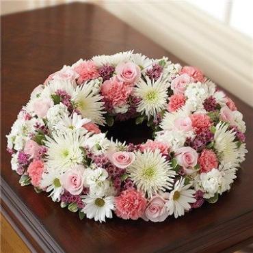 Pink & White Cremation Wreath