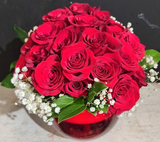 Two Dozen Red Pave Roses - Vday