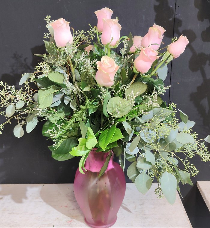 One Dozen Pink Roses