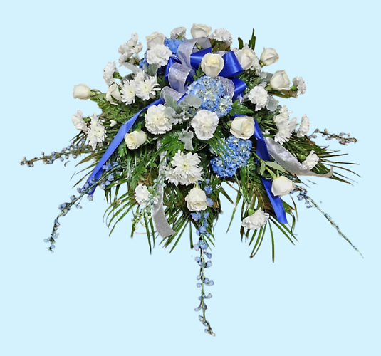 Blue and White Casket Cover
