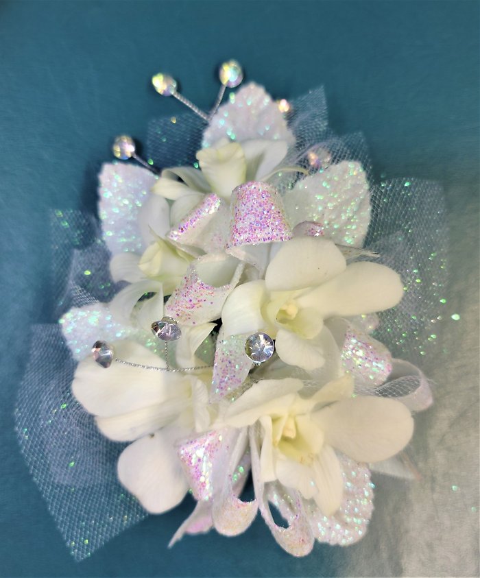 White Orchids Linear Wristlet Corsage