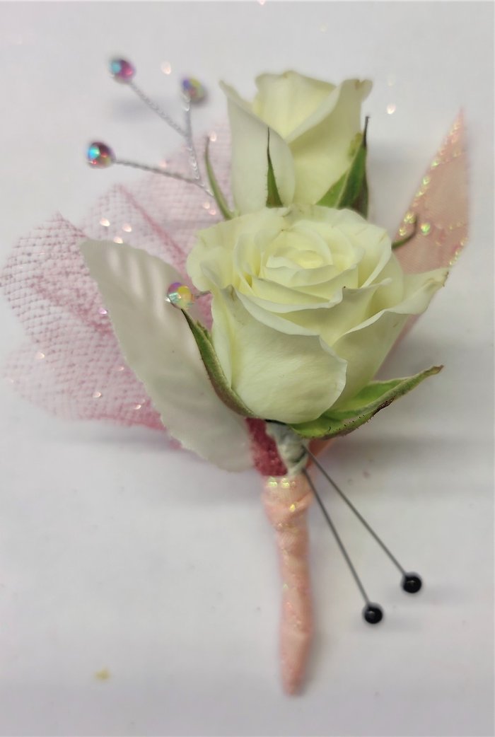 White Spray Roses Boutonniere