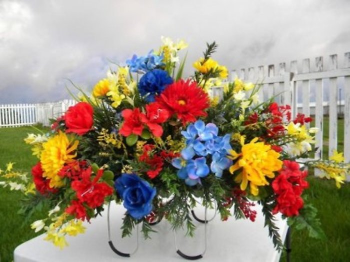 Seasonal Silk Headstone Flowers