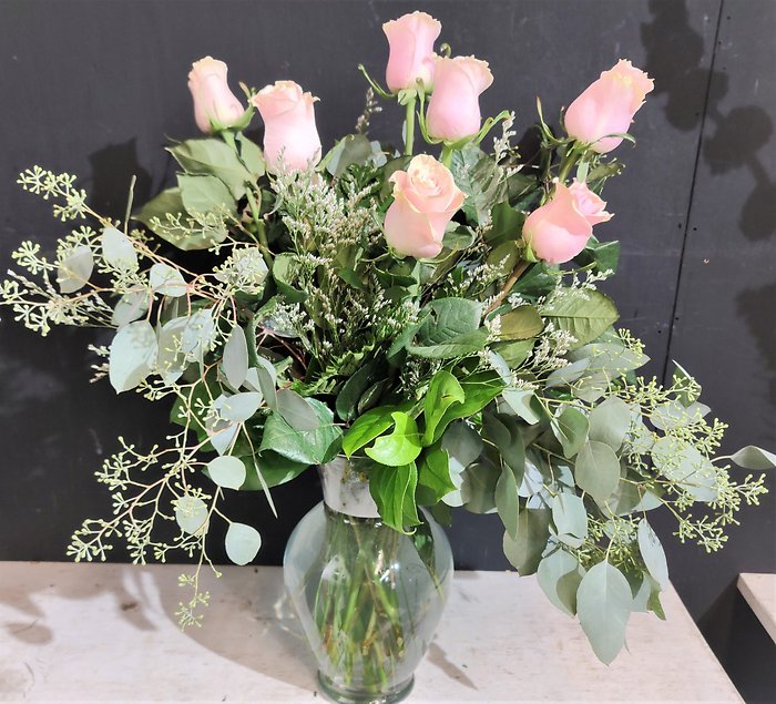 One Dozen Pink Roses