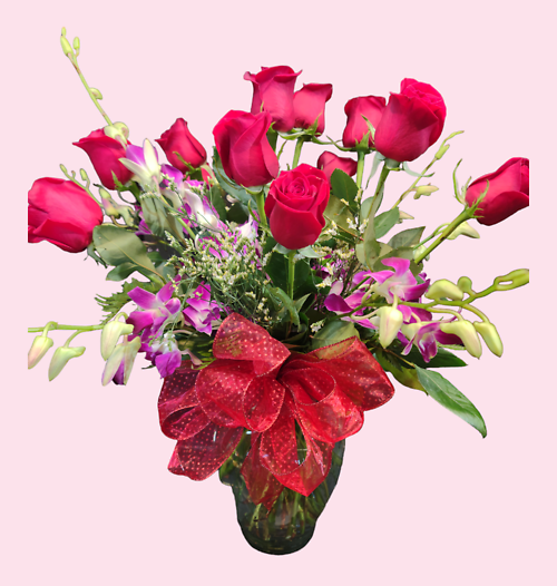 Red Roses & Purple Orchids