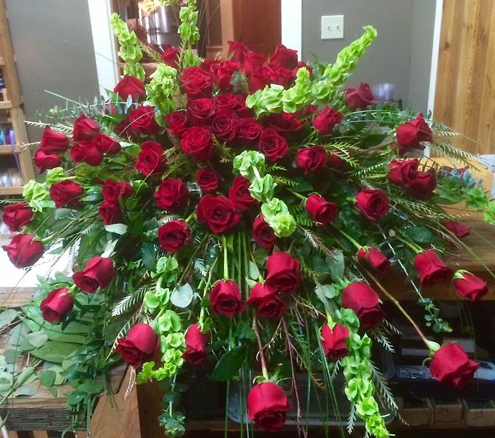 Large Modern Red Roses Casket Cover