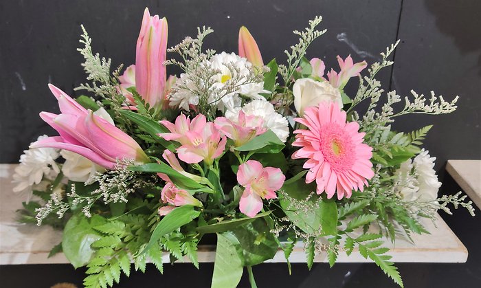 Pink and White Long & Low Centerpiece