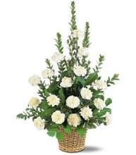 White Carnation Funeral Basket