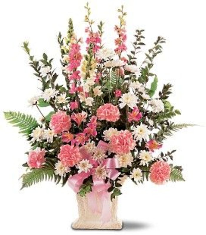 Pink & White Funeral Basket