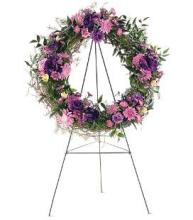 Purple Wreath on a Stand