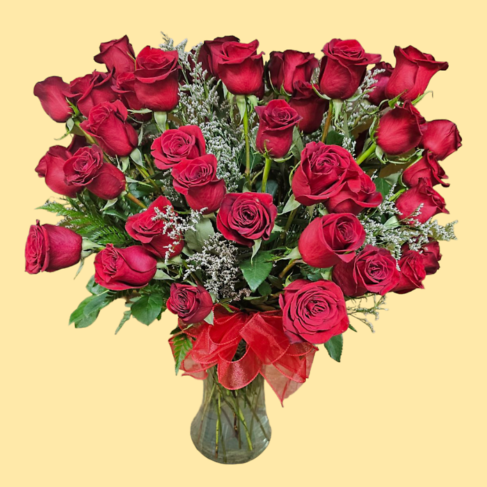 5 Dozen Red Roses in a Vase