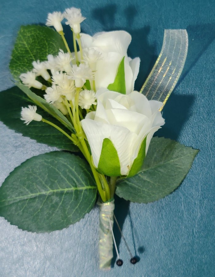 Silk Colorful Double Rose Boutonniere