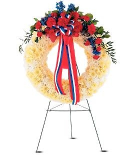 Patriotic Memorial Wreath on a Stand