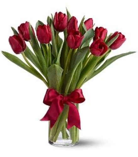 10 Red Tulips in a Vase
