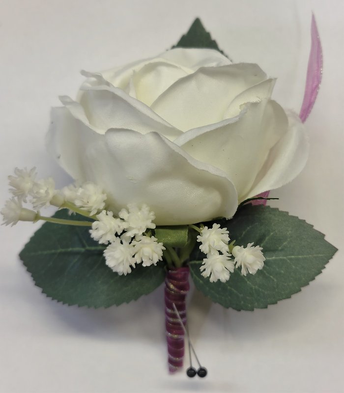 White Single Rose Boutonniere