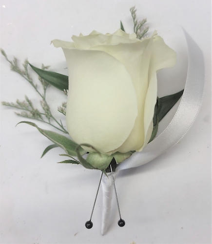 White Spray Roses Circular Wristlet Corsage