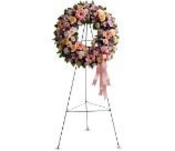 Pastel Colored Wreath on a Stand