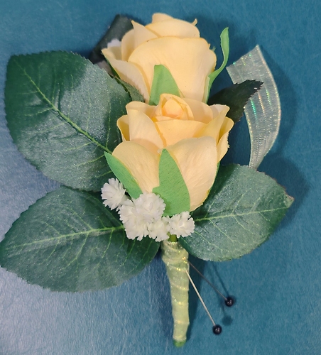 Silk Colorful Double Rose Boutonniere