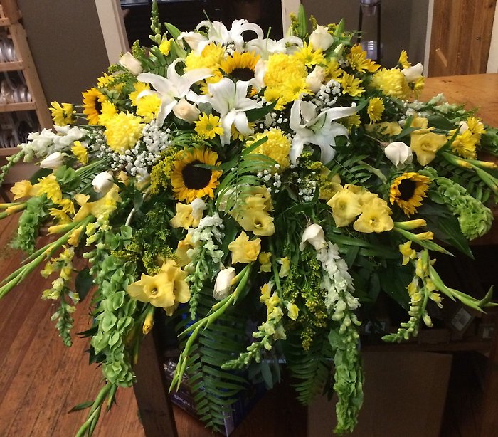 Yellow and White Casket Cover