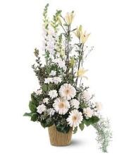 Tall White Funeral Basket