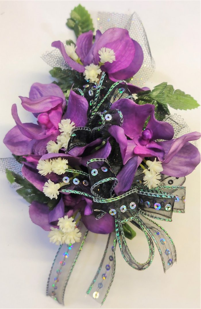 Purple Orchids Linear Wristlet Corsage