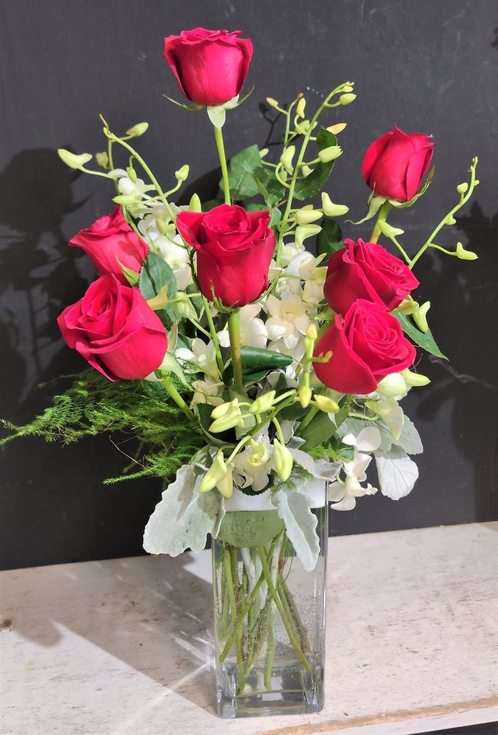 Red Roses and White Orchids