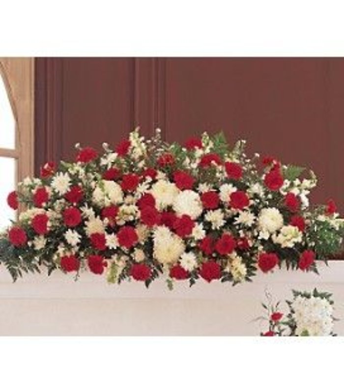 Red & White Casket Cover