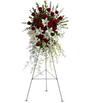 Large Red & White Spray on a Stand